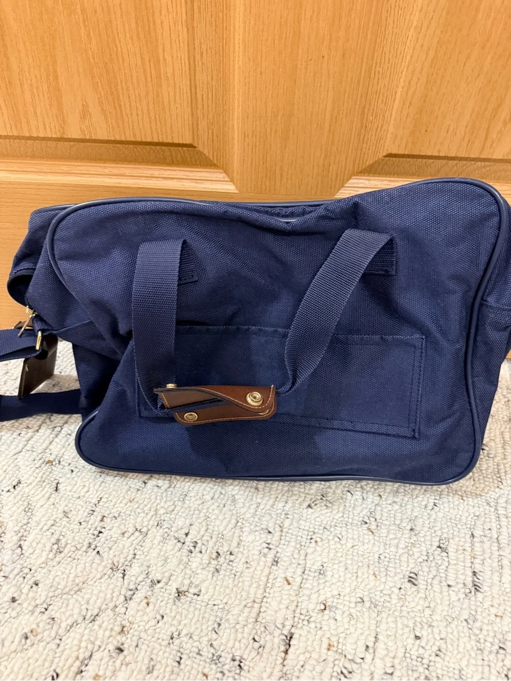 Classic Navy Duffel Bag with Adjustable Shoulder Strap